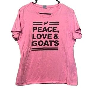 Port & Company “Peace Love & Goats” short sleeve T shirt color pink size XL
